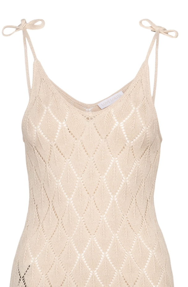 Gio Maxi Dress - Beige Lurex  - Image 3