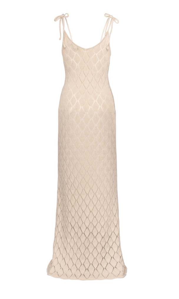 Gio Maxi Dress - Beige Lurex  - Image 4