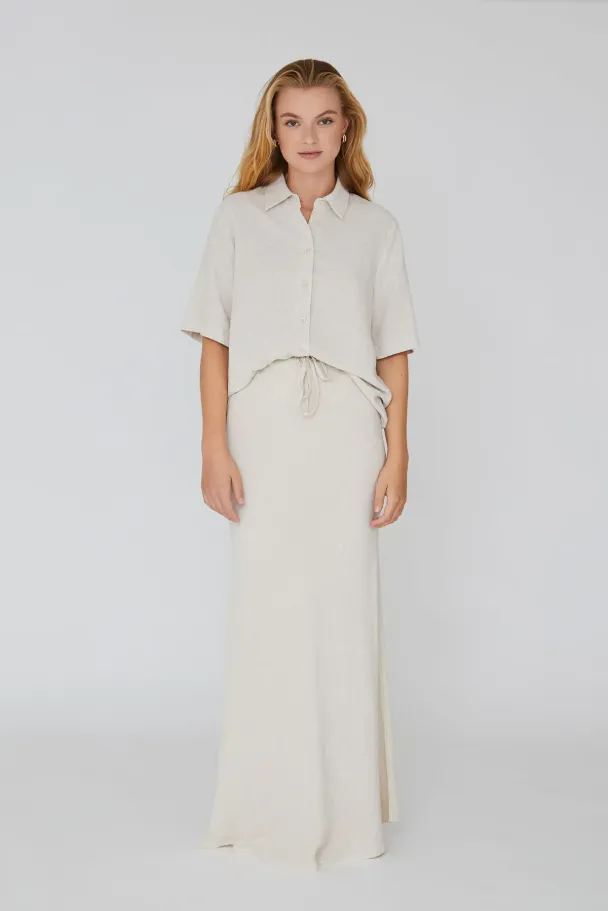 Linen Maxi Skirt - Sand - Image 3