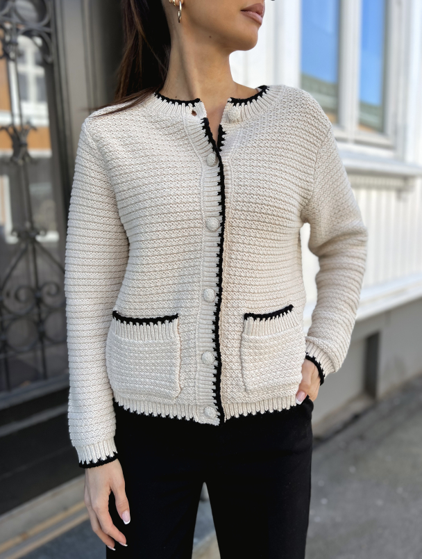 Jilli Ls Knit Cardigan - Beige - Image 1