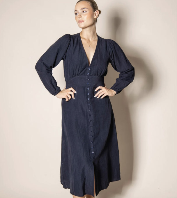 Lalita Dress - Marine Linen  - Image 4