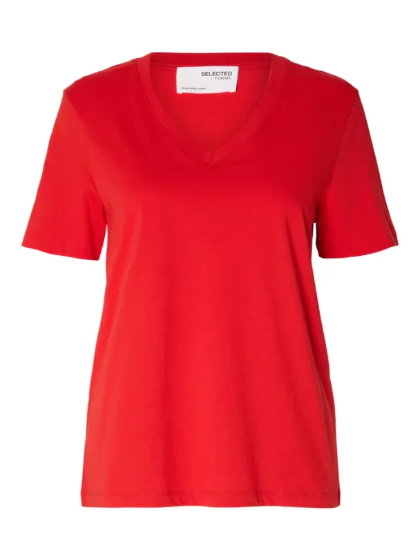 Essential  V-Neck Tee - Flame Scarlet - Image 2
