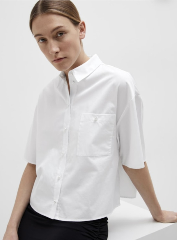 Agnese Cropped Pearl Shirt - Image 2