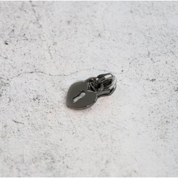  STS302B Four 5 Heart Padlock Zipper Pulls Gunmetal # STS302B