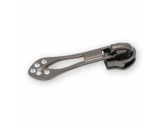 STS282B Four 5 Jeweled Tip Zipper Pulls Gunmetal # STS282B