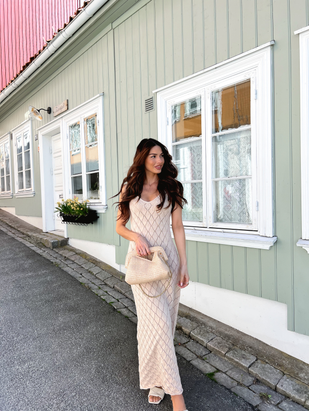 Gio Maxi Dress - Beige Lurex  - Image 9
