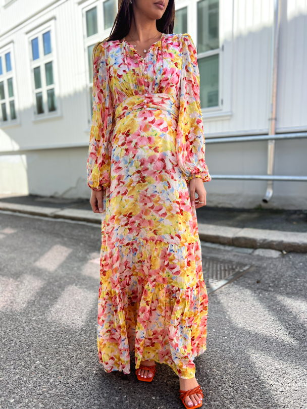 Dotted Georgette Gown - Popsicle - Image 1