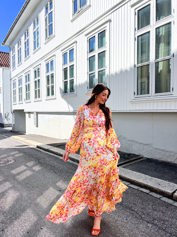 Dotted Georgette Gown - Popsicle - Image 4