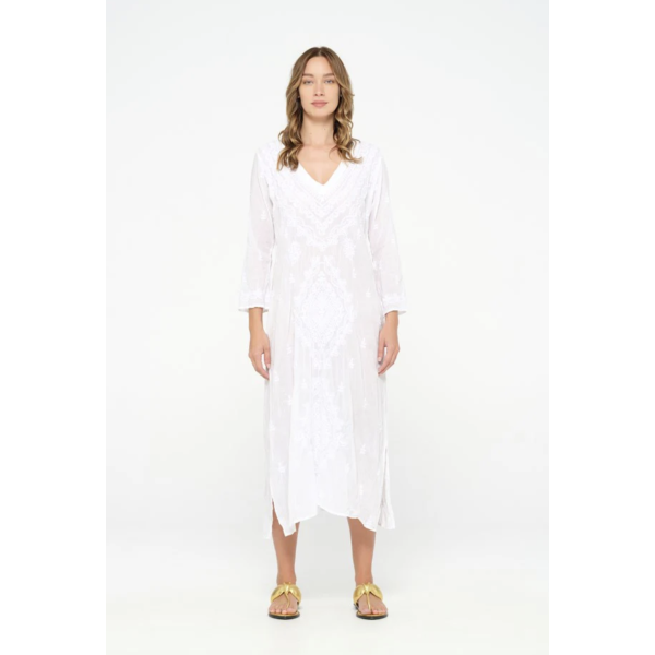 Embroidery Goa Long White Dress  | Embroidery Goa Long White Dress fra One Season