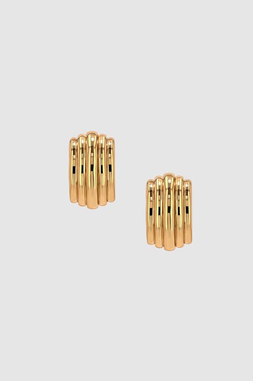 CHUNKY RIBBED EARRING-GOLD
