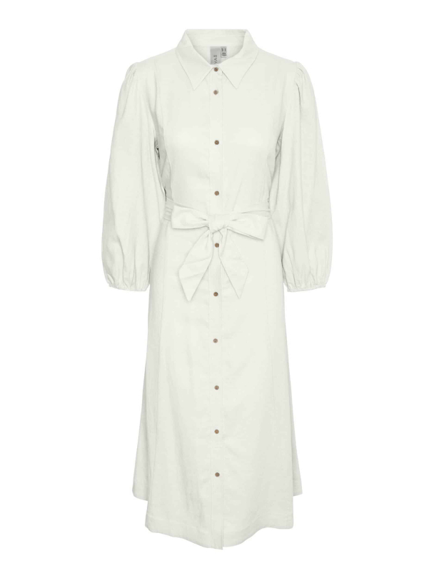 Flaxy 3/4 Linen Shirt Dress - Star White - Image 1