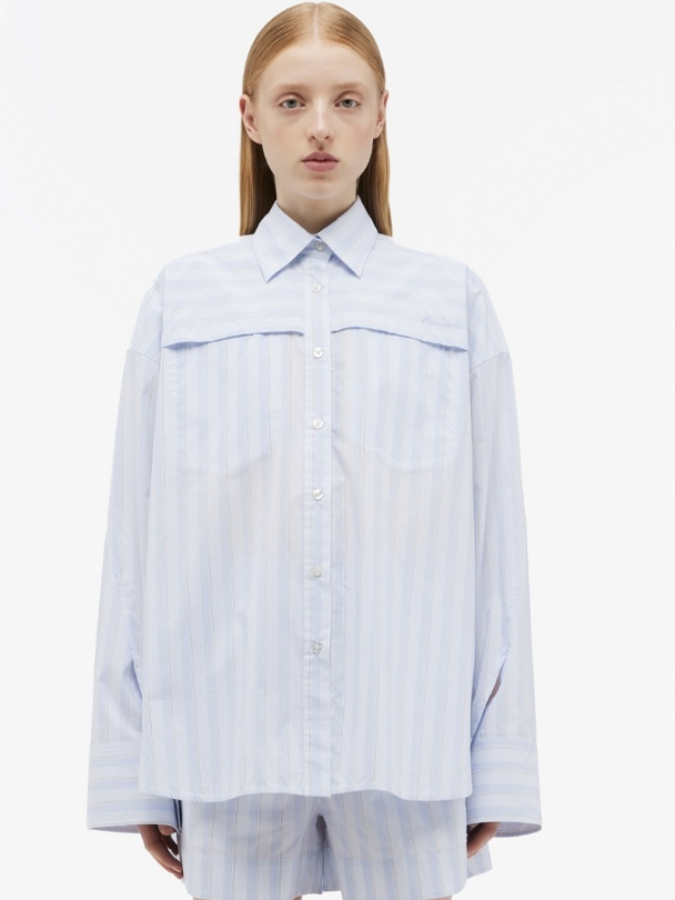 Poplin Oversized Shirt - Grapemist Comb - Image 2