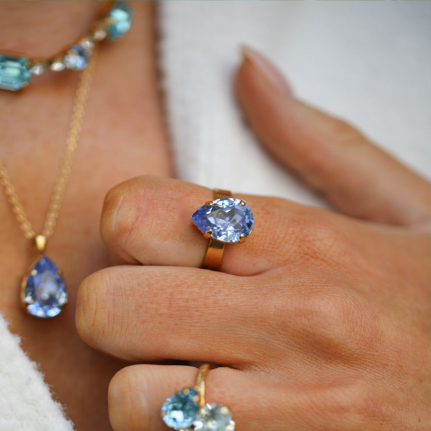 Mini Drop Ring - Light Sapphire - Image 2