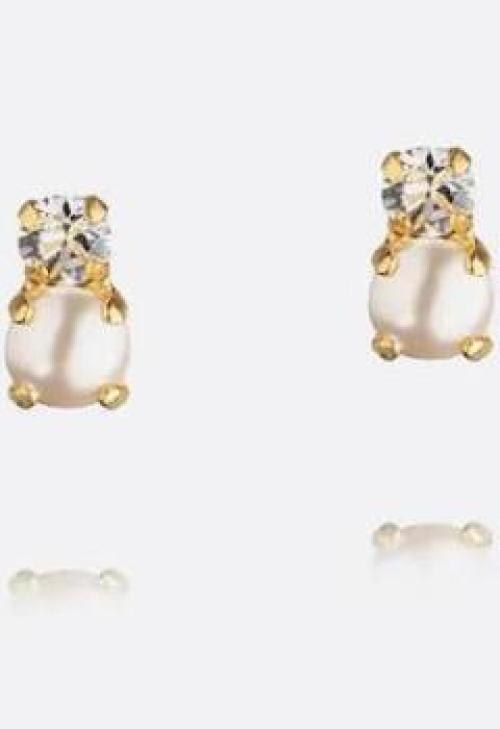 Love Pearl Earring Gold Pearl/Crystal