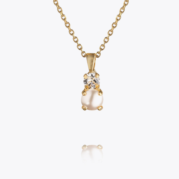 Love Pearl Necklace Gold Pearl/Crystal
