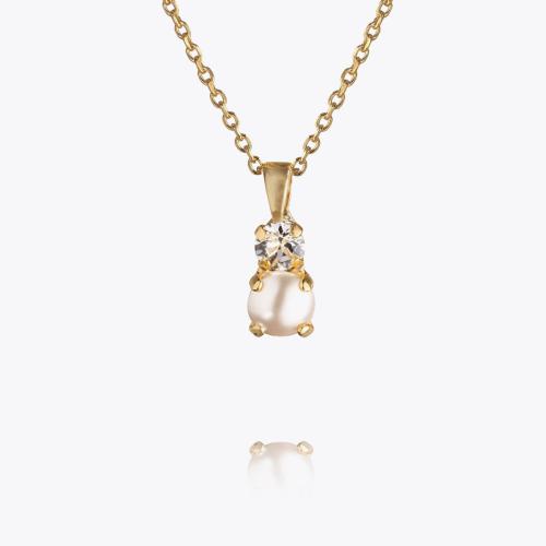 Love Pearl Necklace Gold Pearl/Crystal