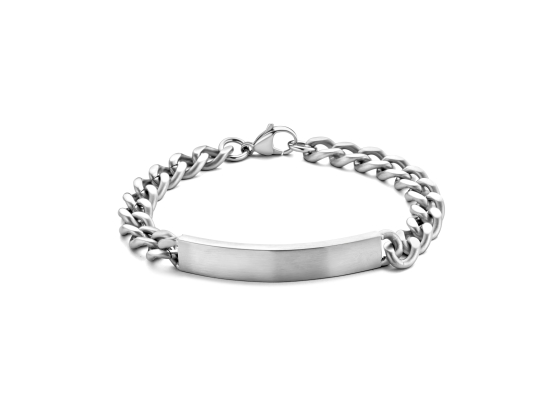 Polished Name Plate Steel Bracelet