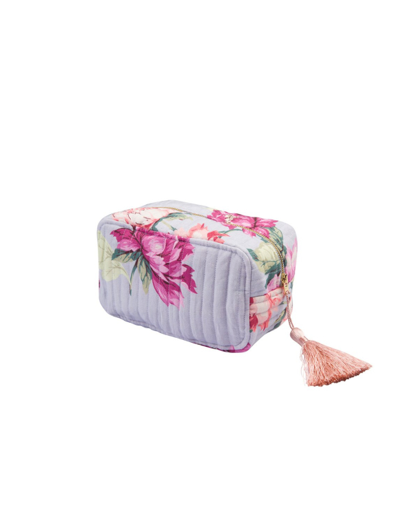Cosmetic Bag Linen - Blue Posy - Image 1