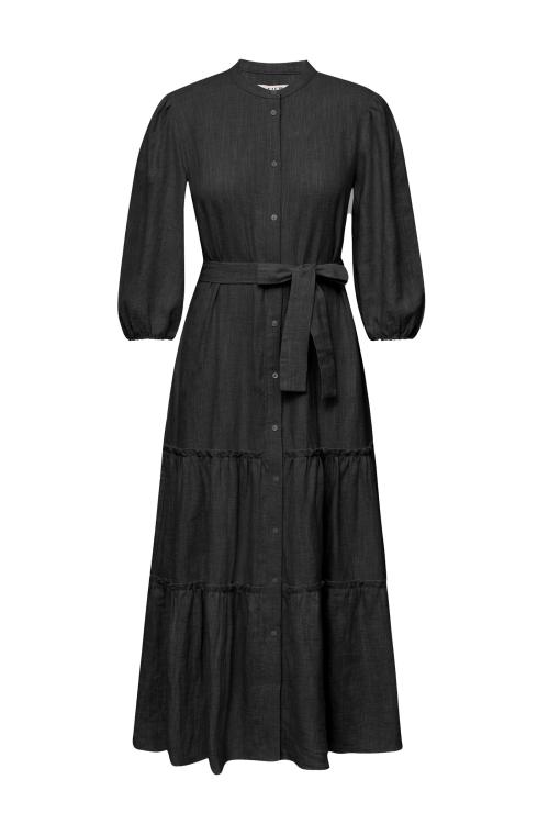 Linen Long Dress - Black