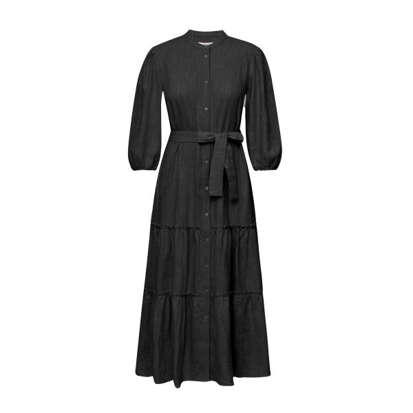 Linen Long Dress - Black
