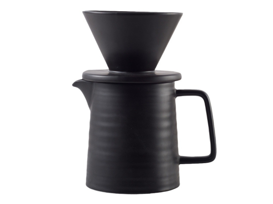 Drip Line Kjeramisk kaffesett i sort - 1-2 kopper