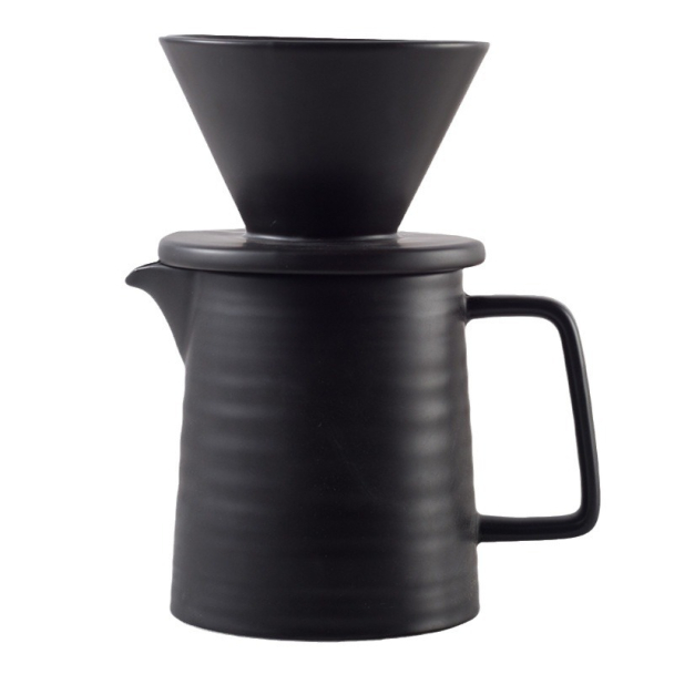 Drip Line Kjeramisk kaffesett i sort - 1-2 kopper - Image 1