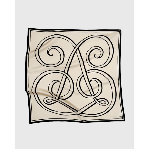 Monogram Scarf - Sand & Black - 80 cm