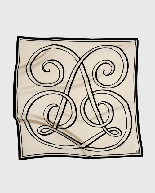 Monogram Scarf - Sand & Black - 80 cm