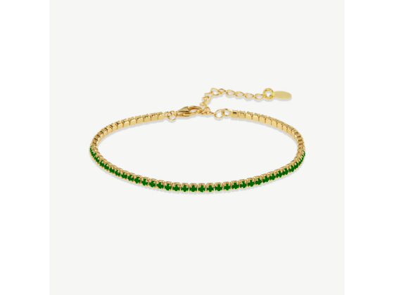 MESH - Elayne Green Tennis Armbånd (Forgylt)