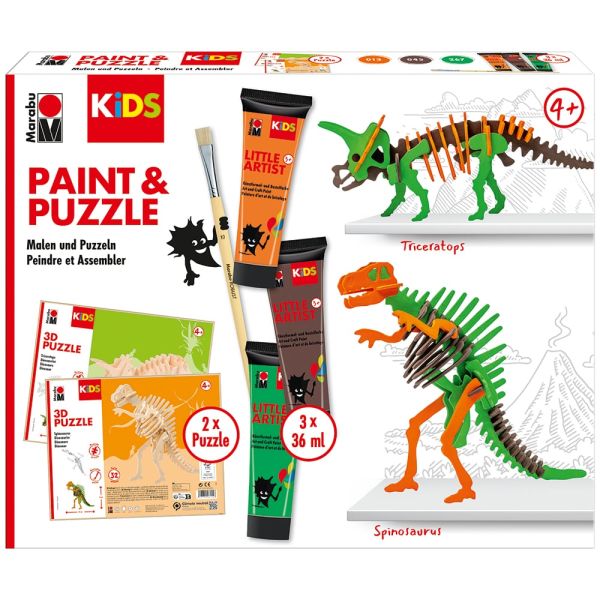 Marabu KiDS Little Artist Sett – Paint & Puzzle Dino