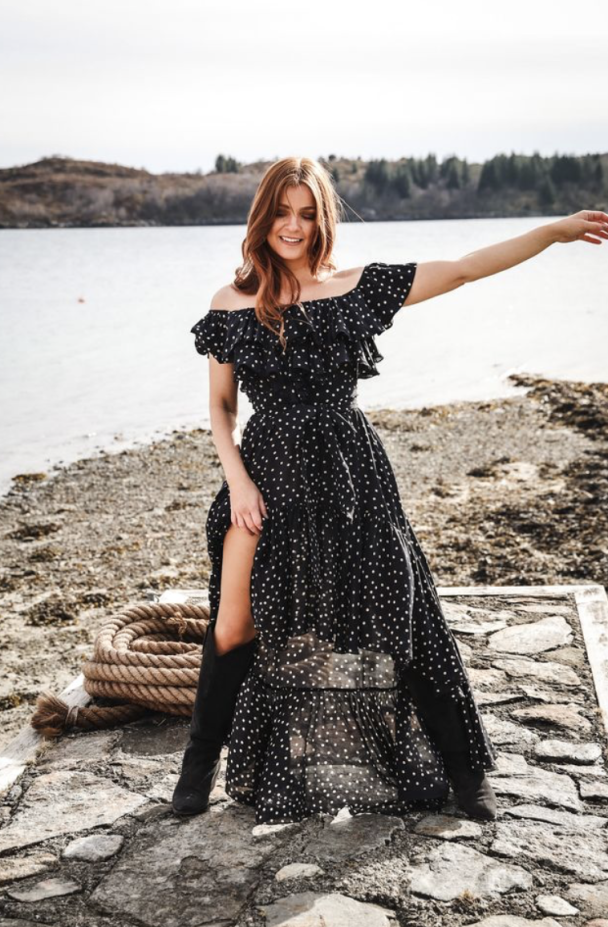 Napoli Frill Dress – Black Dot - Image 2