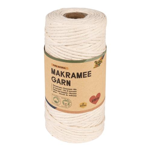 Folia Makramégarn 100% bomull – 3,5mm 100m – PURE NATURAL