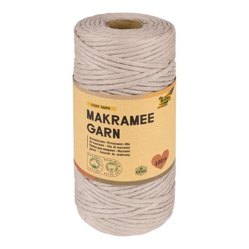 Folia Makramégarn 100% bomull – 3,5mm 100m – COZY TAUPE