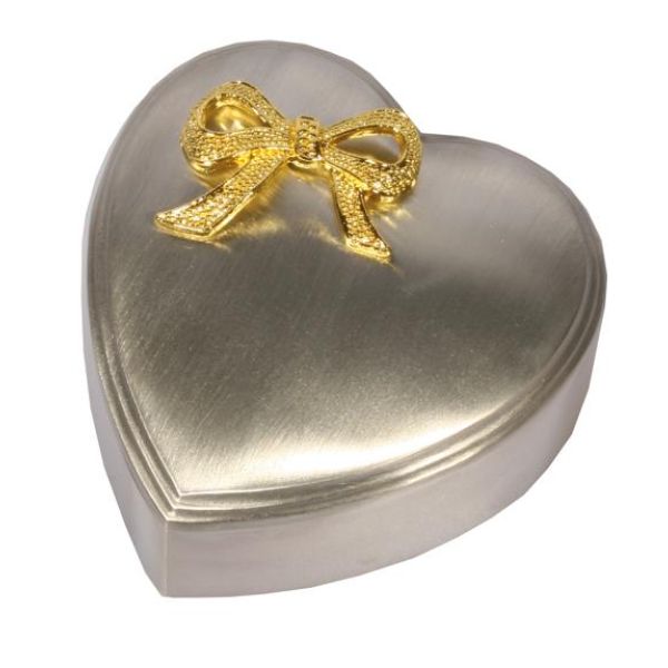 Smykkeskrin - Fortinnet m. forgylt sl&oslash;yfe 