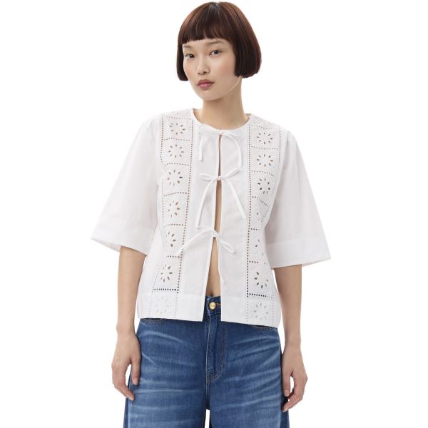 Broderie Anglaise Tie Blouse