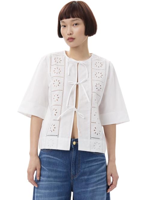 Broderie Anglaise Tie Blouse