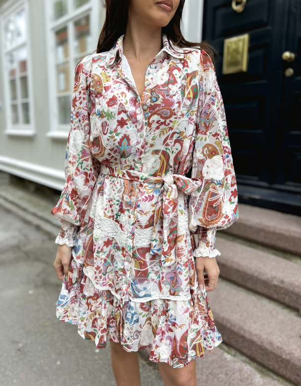 Boteh Emb Dress - Star White/Boteh Aop - Image 1