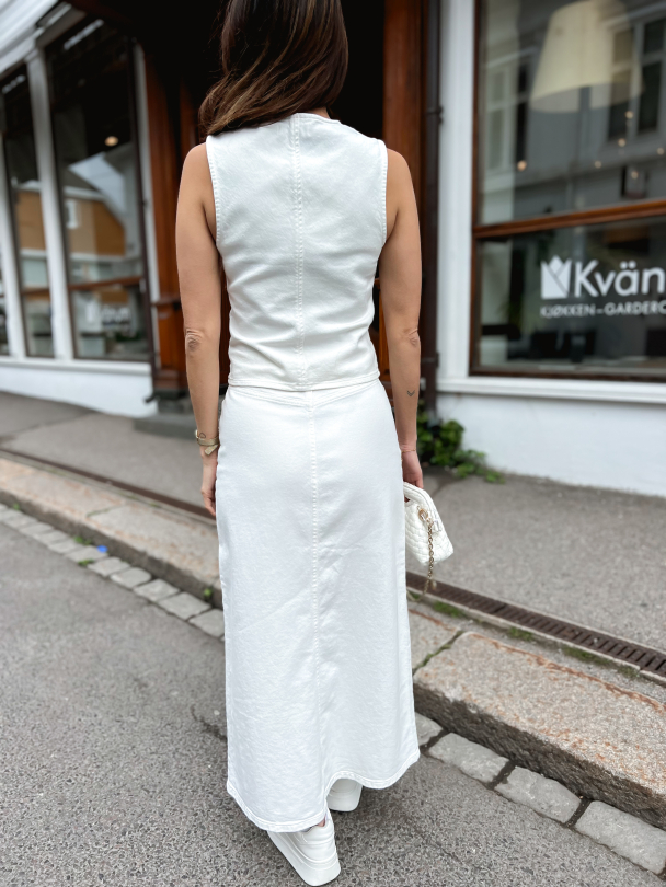 Lexia Denim Column Skirt - Snow White - Image 3