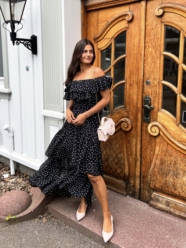 Napoli Frill Dress – Black Dot - Image 1