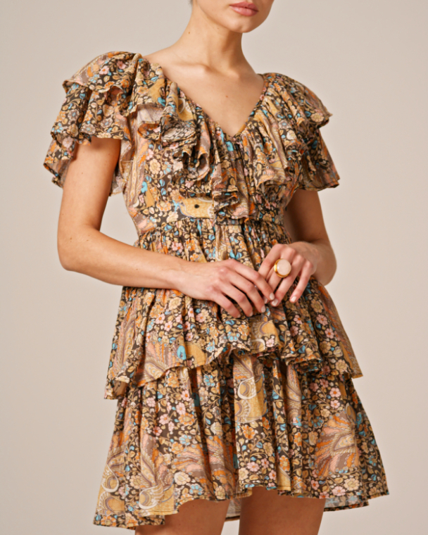 Bohemian Ruffle Dress - Feathers - Image 4