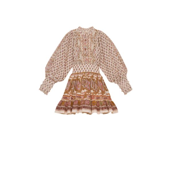 Cotton Slub Mini Dress - Paisley