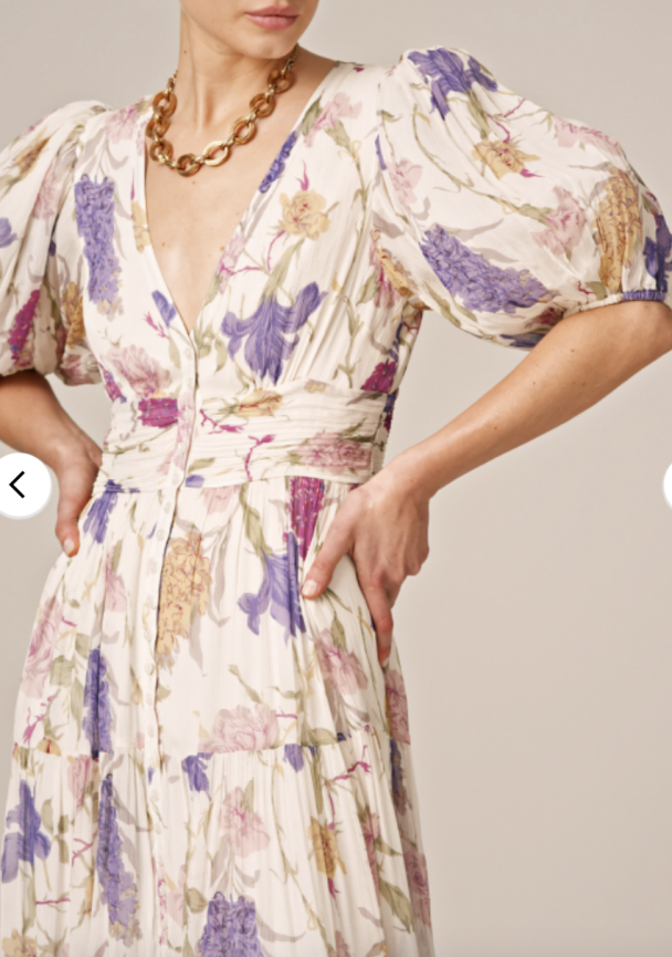 Chiffon Midi dress - Flower Garden - Image 3