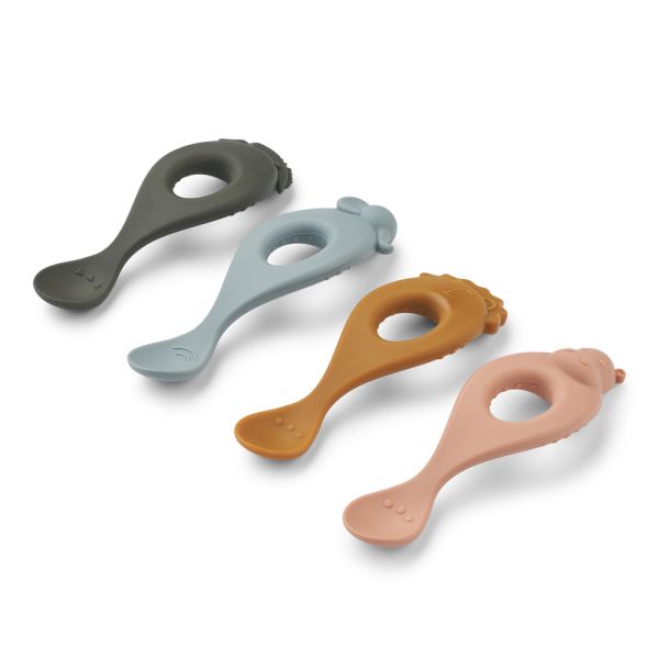 Liewood | Liva Skjeer Silikon 4-pk - Safari/Rose Multi Mix
