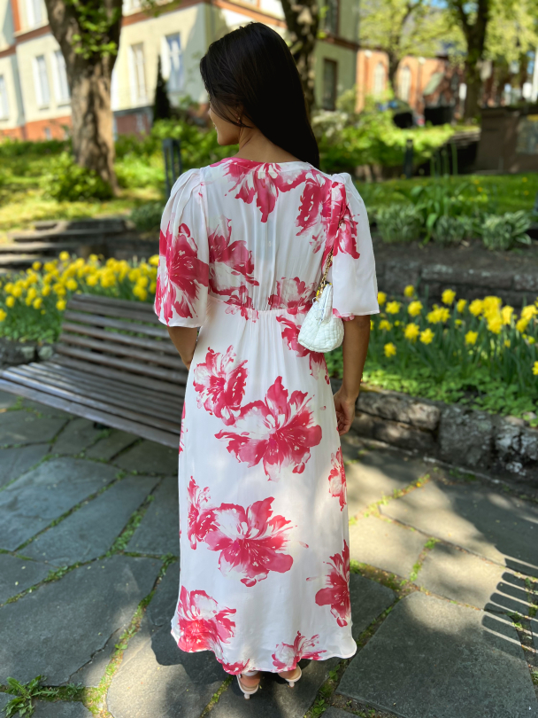 Satin Button Down Dress - Hibiscus - Image 6