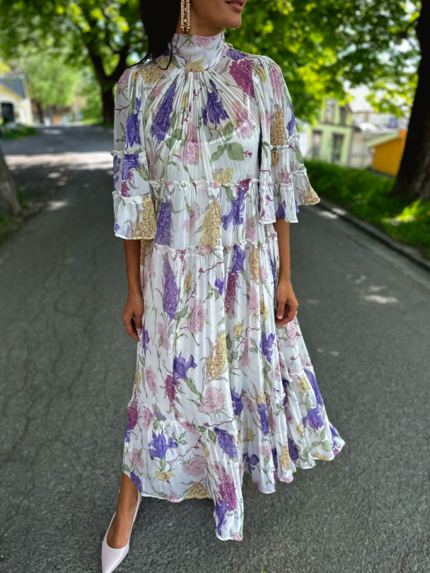Chiffon Shift dress - Flower Garden - Image 1