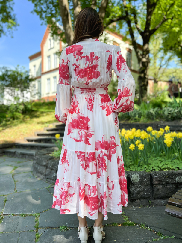 Satin Midi Dress - Hibiscus - Image 2