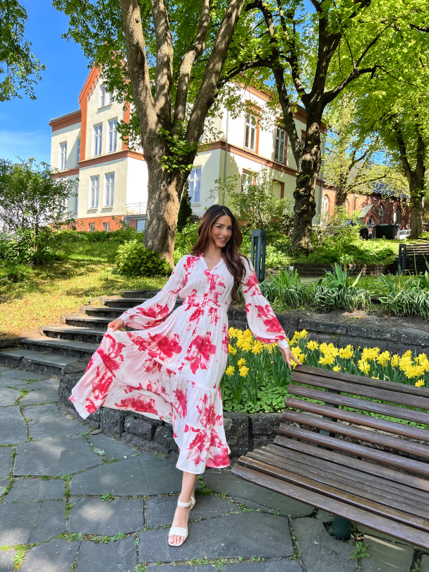 Satin Midi Dress - Hibiscus - Image 3