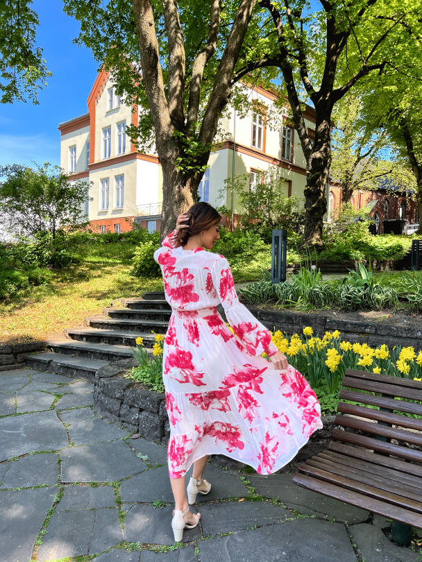 Satin Midi Dress - Hibiscus - Image 4