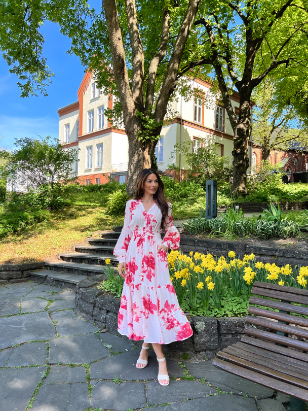 Satin Midi Dress - Hibiscus - Image 5