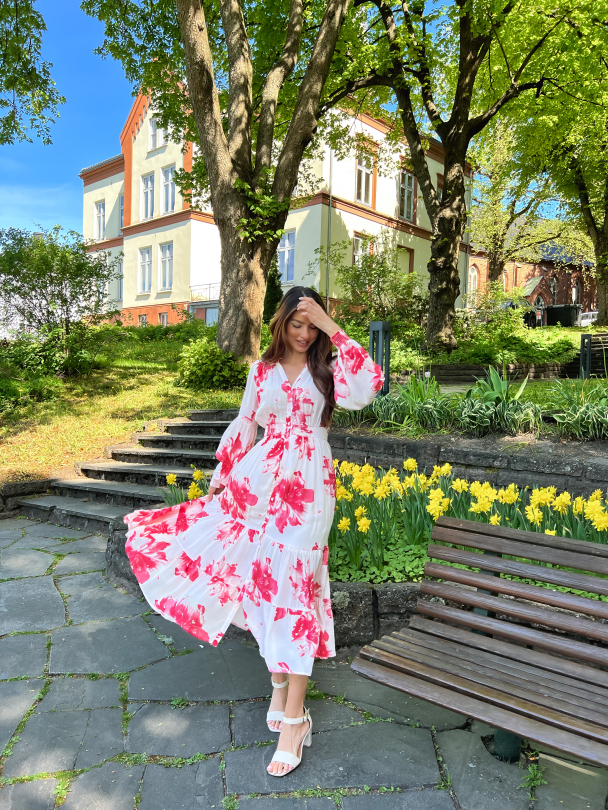 Satin Midi Dress - Hibiscus - Image 6